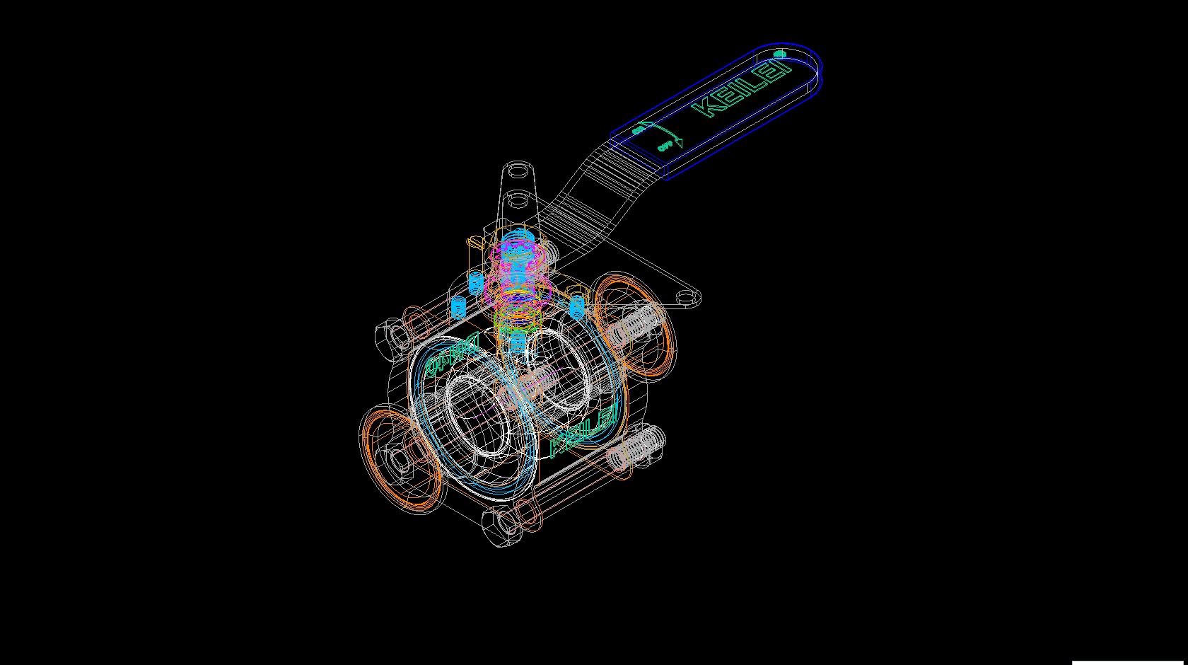 DN40卡箍式球阀三维图