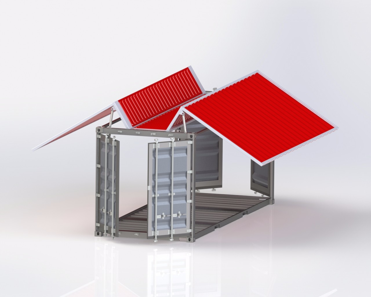 液压驱动自动打开集装箱设备3D模型