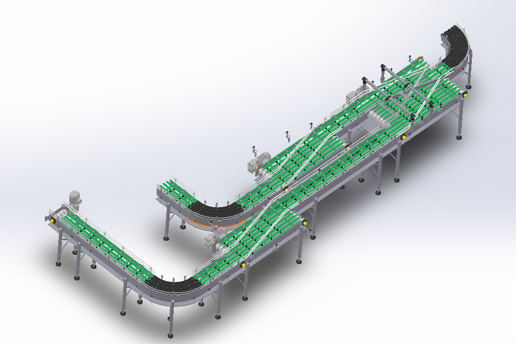 复杂多段链板输送线设备3D模型（2）