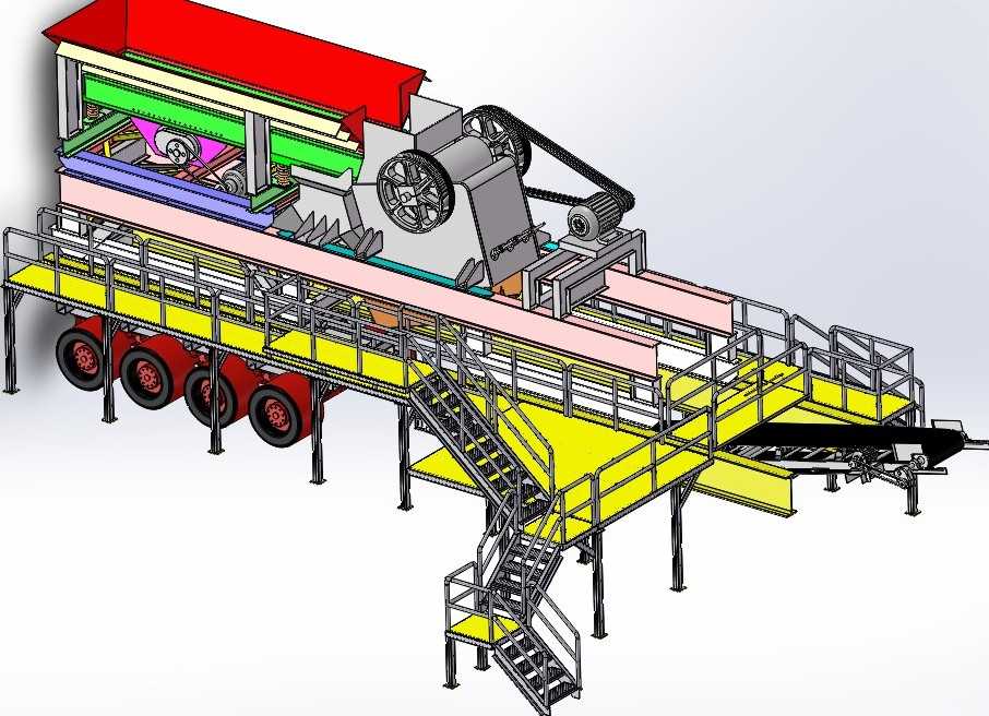 颚式破碎机设备（颚破包含工作平台）3D模型