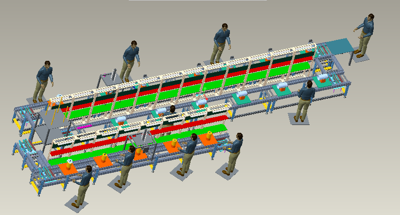 电机组装线（电机定子、转子、罩壳组装流水线）3D模型