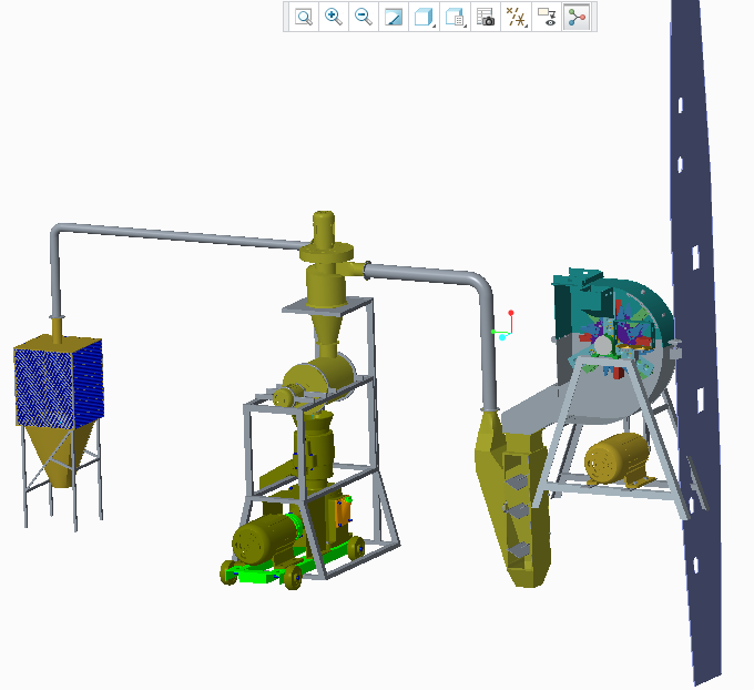 大型粉碎、除尘、压缩、成型机设备3D模型