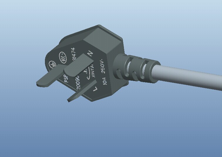 国标三插电源线3D模型