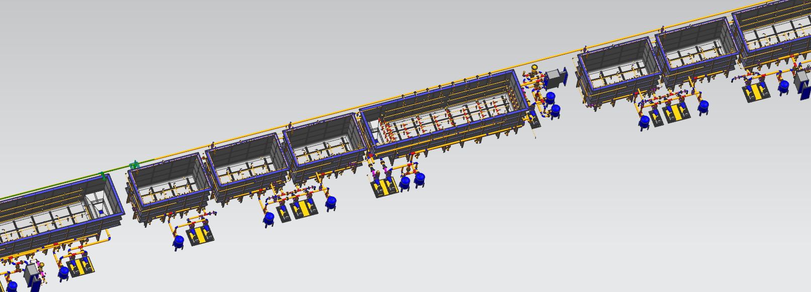 车架线 前处理电泳 水槽管路图3D模型